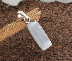 Collier artisanal en sélénite naturelle blanche vintage, plaqué platine sur argent sterling 925, bijoux de guérison, vente en gros - Product Image 3