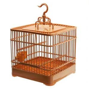 Jaula para Pájaros Cuadrada de Color Naranja en Metal con Aspecto Antiguo para Uso en Interiores, Decorativa y Elegante para Jardín - Product Image 1