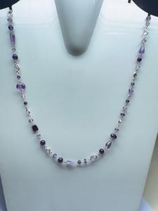 Women's 925 <b>Silver</b> Amethyst Beaded Necklace Layered Strand Cute Style Wedding Gift Everyday Wear Jewelry - Product Image 3