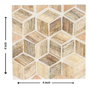 Curio Craft Resin <b>Square</b> Coasters <b>Set</b> with Mint Green Chevron Design Modern Eco-Friendly Non Slip Mats for Table Decoration - Product Image 5