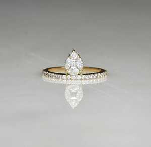 Anillos Apilables de Diamantes Cultivados en Laboratorio de Corte Mixto, con Marquesa, Esmeralda y Redondos, Engastados en Pavé, Delicados y de Lujo, Anillos de Promesa de Oro Sólido de 14K, Venta al por Mayor - Product Image 3