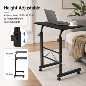 <b>Adjustable</b> Rolling <b>Laptop</b> <b>Table</b> with Steel Frame Black 31.5 X 18.1 in Portable Home Office Storage - Product Image 4