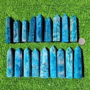 Chakralume Natural Neon Blue Apatite <b>Crystal</b> Point Healing <b>Wand</b> Pointer for Reiki Meditation Energy Decor in Wholesale - Product Image 3
