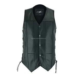 Hexa Gear introduces the men's tall ten pocket utility vest for motorcycles Distressed leather vest