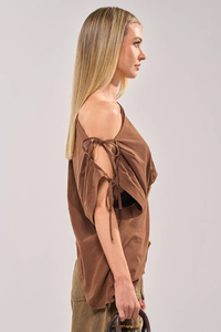 Haut court asymétrique à une épaule pour femme, couleur unie, en coton tricoté, coupe ajustée, style décontracté urbain - Product Image 5