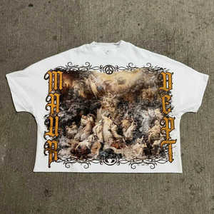 T-shirt personnalisé vintage épais et solide, coupe slim, oversize, court, col rond, 100 % coton, anti-UV - Product Image 2