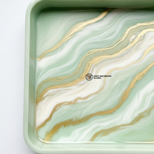 Rectangular Green Marble Resin Serving Tray with Gold Vein Design Decorative Epoxy Tea Coffee <b>Snack</b> Tray for Home & Hotel Use - Product Image 5