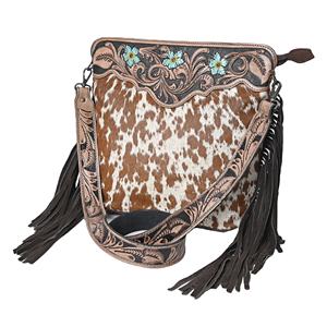 Bolso de mano redondo de cuero vintage para mujer con cierre de cremallera - Product Image 1