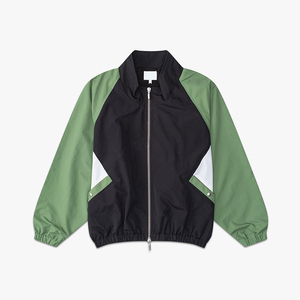 Ensemble coupe-vent sportif pour homme, color-block noir et vert, en polyester, avec col montant et fermeture éclair, veste et pantalon, disponible à la vente en ligne - Product Image 2