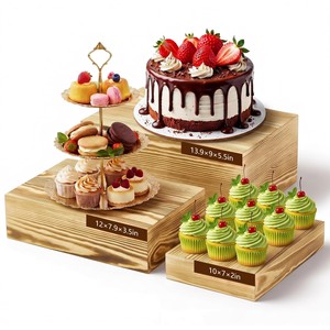 Support à gâteau à étages en bois de Sheesham sculpté à la main |   Présentoir en gros au design Jali - Product Image 2