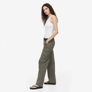 Pantalon cargo homme taille mi-haute en coton imperméable, cinq poches, devant plissé, fermeture éclair, coupe ample, service OEM - Product Image 3