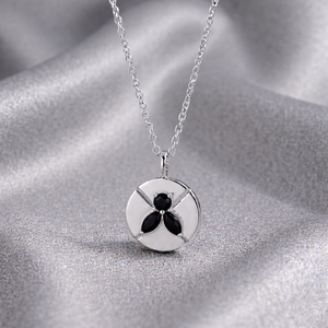 Collar con Colgante Redondo Facetado de Ónix Negro al por Mayor, Chapado en Plata, Amuleto de Piedra Preciosa, Joyería Hecha a Mano para Mujer - Product Image 1