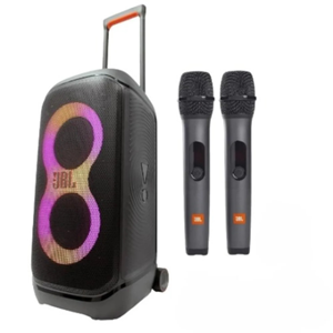 Portable Waterproof <b>Party</b> Speaker <b>Box</b> with Wheels and 2 Microphones Outdoor Karaoke Audio System - Product Image 1