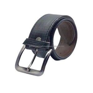 Vintage Black Cowhide Leather Casual Belt with Alloy Buckle and Rugged Stitching suitable for Casual or Formal Use - Product Image 5