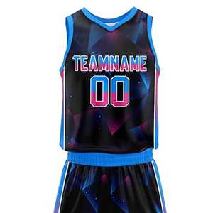 Conjunto de Uniforme de Baloncesto Sublimado Personalizado, Estampado Geométrico, Poliéster Transpirable, Unisex para Adultos, Camiseta sin Mangas con Cuello en V y Pantalones Cortos - Product Image 4