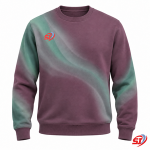 <b>Men's</b> Trend <b>Collarless</b> Sweatshirt Custom Relaxed Fit Lifestyle Pullover Pigment Printed Polyester/Cotton 280g ODM Manufacturer - Product Image 3