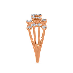 แหวนเพชรดีไซน์โปร่งแสงสีโรสโกลด์ ประดับเพชรระยิบระยับ - ทอง 14K พร้อมลวดลายตาข่ายอันประณีต - Product Image 4