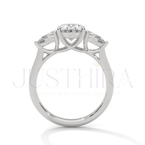 Three Stone 925 <b>Silver</b> <b>Ring</b> For Wome Most Selling Oval Cut Diamond <b>Ring</b> Pave <b>Settings</b> for Everyday Wear Office Use and Elegant - Product Image 5