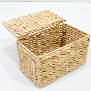 High Quality Rectangle <b>Water</b> Hyacinth Storage Box With Lid, Handmade <b>Containers</b> For Home Organization & Gift - Product Image 5