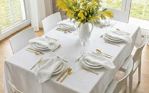 Serviette de table en coton blanc de qualité supérieure, brodée de fleurs, réutilisable, lavable, en tissu doux, élégante, pour la table à manger, linge de table pour la maison - Product Image 6
