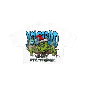 Oversized Crop T-Shirt Men's <b>White</b> Cartoon Print Street Style Short Sleeve O-Neck Jersey Cotton <b>Tee</b> - Product Image 6