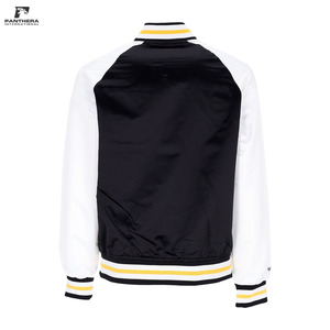Veste de baseball vintage noire et blanche OEM de haute qualité en satin avec broderie personnalisée du logo de l'équipe - Product Image 4