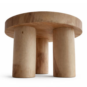 Table basse contemporaine en bois de Suar brut aux formes organiques, base cylindrique robuste, qualité export, pour salon et balcon - Product Image 4