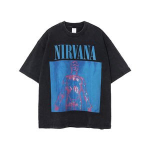 เสื้อยืดโอเวอร์ไซส์สีดำสำหรับผู้ชาย พิมพ์ลายหัวกะโหลก คอกลม ทรงปกติ ผ้าฝ้ายเจอร์ซีย์ 100% สไตล์พังก์ - Product Image 3