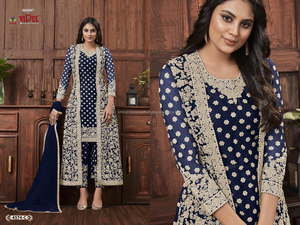 Look le plus chaud tissu net traditionnel beau point motif concepteur Design moderne Salwar costume par Surat Online Mart - Product Image 4