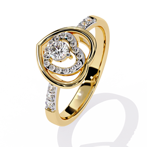 Anillo minimalista de oro macizo de 10k, 14k o 18k con diamante de corte redondo en forma de corazón para mujer, ideal para regalo, compromiso, aniversario o boda. - Product Image 4
