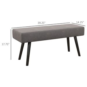 Panca Moderna da Camera da Letto Grigia da 99 cm, Seduta Imbottita per Fondo Letto con Gambe in Acciaio, Sgabelli e Pouf - Product Image 3