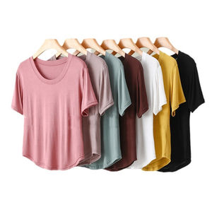 Camisetas de Mujer Personalizadas a la Moda, Tela Modal, Cuello Redondo, Estilo Veraniego, Corte Holgado, Deportivo, Casual - Product Image 2