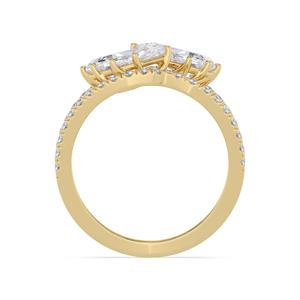 Anillo de Diamante Cultivado en Laboratorio con Corte Escalonado, Piedra Lateral en Forma de Pera, Oro Rosa, Oro Blanco 9K, Joyería Elegante con Diamantes, Estilo Clásico - Product Image 2