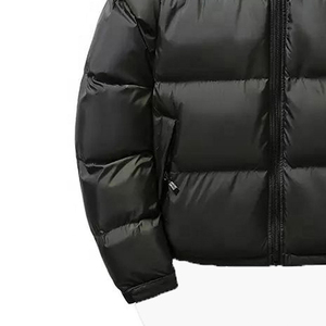 Chaqueta acolchada negra para hombre con cuello alto, cortavientos, cierre de cremallera, ropa de abrigo de invierno, informal, gruesa, con relleno de poliéster - Product Image 4