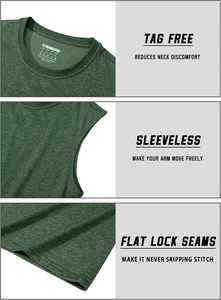 Men's <b>Green</b> Sleeveless <b>Tank</b> <b>Top</b> O-Neck Solid Color Knitted Breathable Casual Fitness Wear - Product Image 5