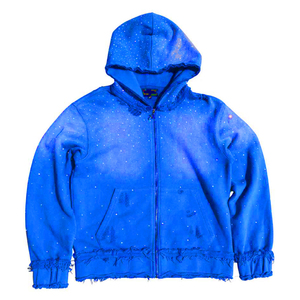 Trending Custom Rhinestone Sunfade <b>Zip</b>-Up Hoodie Street wear Hoodie Casual 100% Cotton Drop Shoulder Hoodie For Unisex - Product Image 6