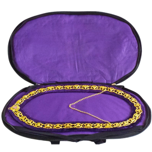 Collier maçonnique violet en matériau de qualité supérieure, sur mesure, plaqué or, avec étui - Product Image 1