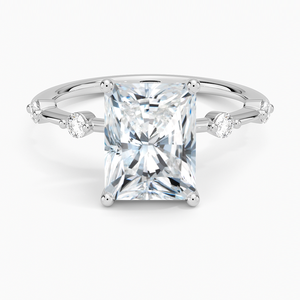 Bague SOJ 010 en argent 925 avec moissanite taille radiant, sertie pavé, 2 carats, couleur D, clarté VVS1, plaqué rhodium, certifiée GRA - Product Image 1