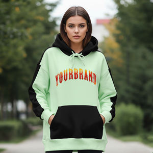 Nueva Llegada 2026 Sudadera con Capucha Verde Menta para Mujer, Manga Larga, Tejido de Algodón, Informal, para Otoño, con Logotipo Frontal y Bolsillos - Product Image 6
