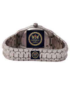 Montre automatique analogique de luxe en acier inoxydable entièrement sertie de moissanite, style hip-hop, avec date, nouvelle collection Imperial Jewels - Product Image 3