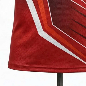 Men's Red Black Geometric Pattern Short Sleeve O-Neck T-Shirt Breathable Knitted Casual Fit Regular Length 220 Grams Front <b>Logo</b> - Product Image 4