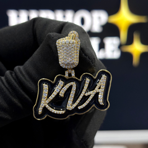 Collar Hip Hop Personalizado con Colgante de Letra Tipo Burbuja con Nombre, en Plata de Ley 925, Moissanita VVS, Bañado en Rodio, Unisex - Product Image 1