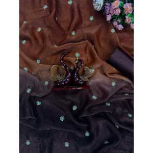 Saree งานออกแบบลำดับสีเหลืองสวยงาม (unstitched 600g) สำหรับงานปาร์ตี้และคลับ - Product Image 3