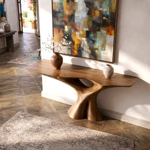 <b>Rustic</b> Wood <b>Console</b> <b>Table</b> Natural Wood Inspired Design Handmade Unique Entryway Decor Bespoke Solid Wood Furniture Gift - Product Image 2