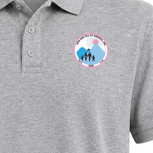 Heather Gray Short Sleeve Polo <b>Shirt</b> with Jack & Jill Crest Patch Embroidered on Chest Plain Back Collared Button Front Casual - Product Image 4