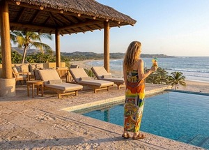 Rio De Janeiro Printed Cover-Up Dress with Christ Statue and Favela Pattern One Piece Swim <b>Wrap</b> <b>Sarong</b> Style Beachwear for Women - Product Image 4