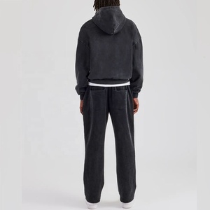 Elite District Men's <b>Hooded</b> Tracksuit Full <b>Zip</b> Cotton Streetwear Set Breathable Fleece Lining Side Pockets Regular Fit Autumn - Product Image 3