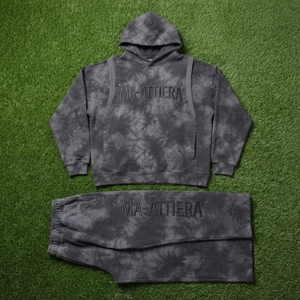 ชุดเซ็ตฮู้ดดี้และกางเกงขายาวสีเทาชาร์โคลสำหรับผู้ชาย เสื้อฮู้ดซิป มีฮู้ด กางเกงขายาวทรงกว้าง ชุดวอร์มสองชิ้น - Product Image 5