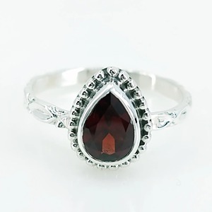 Garnet <b>Ring</b> 925 Sterling <b>Silver</b> Handmade Boho <b>Statement</b> Promise <b>Ring</b> for Women Red Pear Shape Gemstone January Birthstone Month - Product Image 3