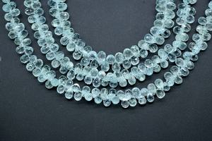 100% Natural Arrival <b>Aquamarine</b> Faceted Drops Shape Beads Briolette Teardrops for Jewelry Making 5x8mm 8 Inches - Product Image 6
